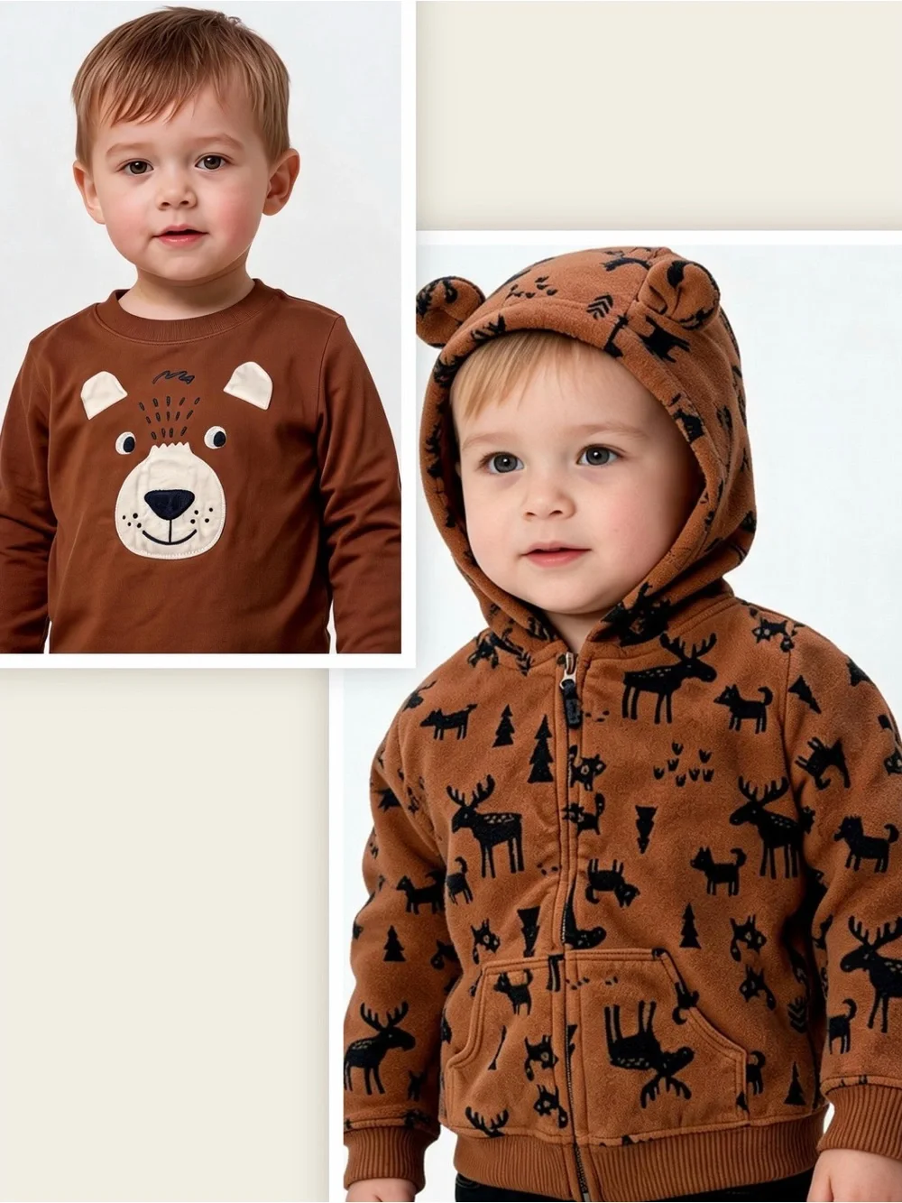 Carter's Rust Brown Fleece Hoodie and Long Sleeve Tee